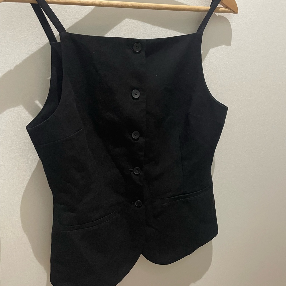 Zara Black Button-Front Camisole Top